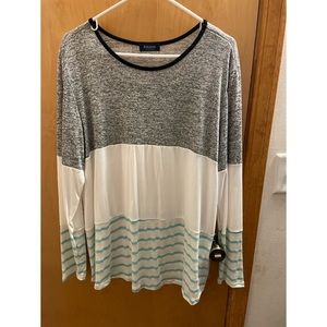 Poliana Fashion Long Sleeve Color Block Tunic 2X